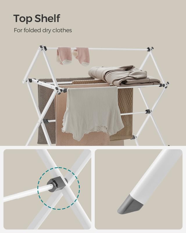 SONGMICS Foldable Clothes Drying Rack, Laundry Drying Rack, Clothes Airer - Image 5