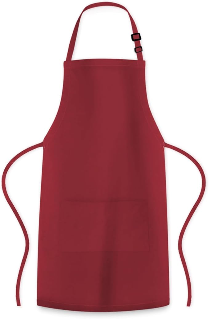 Adjustable Bib Apron 100% Polyester Kitchen Aprons Waterdrop Resistant Aprons with Adjustable Strap, Pockets & Long Ties