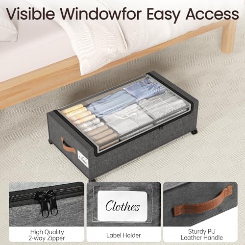 Yecaye 82L Under Bed Storage Containers, Fits 9.4" Under Bed, 2 Pack - Image 6