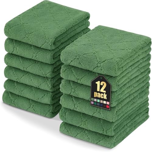 Homaxy 12 Pack Super Soft Absorbent Dish Towels, Grass Green by Homaxy