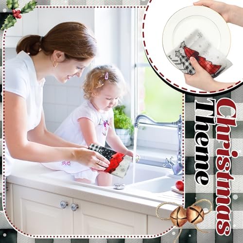 Mindsoft 36 Pcs Christmas Reusable Paper Towels Rolls Washable Bulk Winter - Image 2