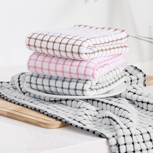 Kitinjoy Cotton 16 Pack Kitchen Towels and Dishcloths Sets, Mix Color - Image 6