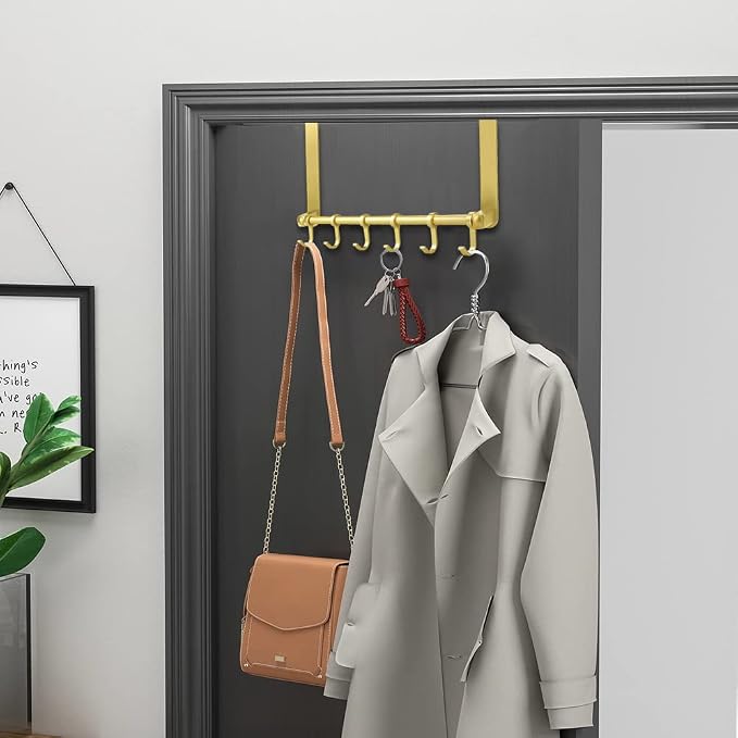 MGahyi Gold Over The Door Hooks, Over The Door Towel Rack | 6 Sliding - Image 8