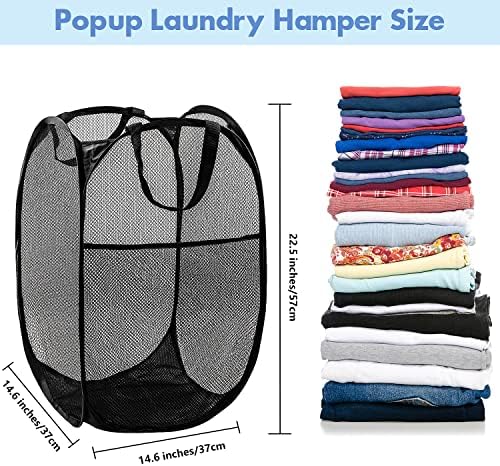 2 Pack Pop Up Laundry Hampers, 70 L Collapsible Foldable Mesh Basket - Image 2