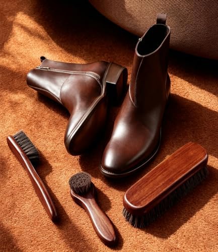 4-Piece Horsehair Shoe Brush Shine Kit, Shoe Polish Brush Set - Image 6