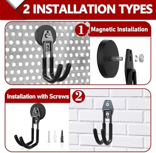 3-H Heavy Duty Magnetic Hooks, Large Magnet Hooks, 2 Pack Black - Image 2