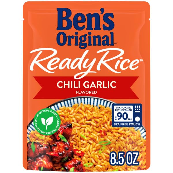 Ben’s Original Ready Rice Chili Garlic Flavored Rice, Easy Dinner Side, 8.5 oz Pouch (Pack of 12)