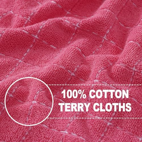 Homaxy 100% Cotton Terry Kitchen Towels, 6 Pack, Rose Red - Image 2
