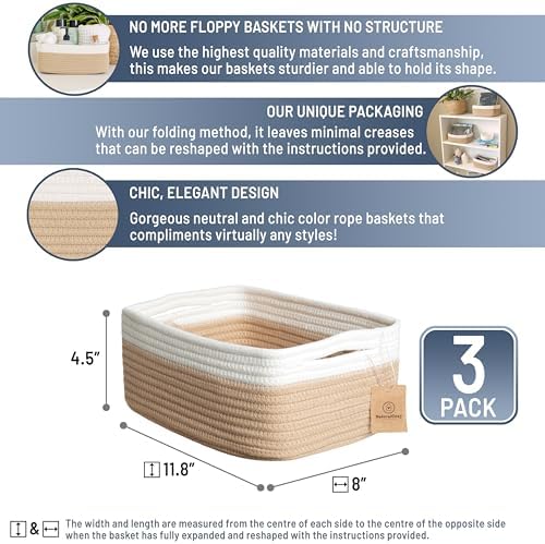 NaturalCozy 11.8"x8"x4.5” Storage Baskets - Image 2