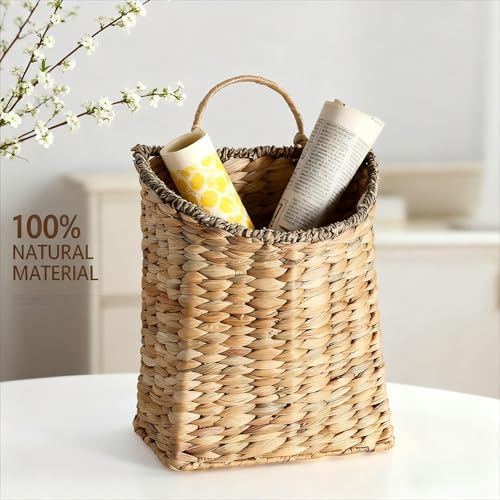 Woven Hanging Wall Basket, Rattan Wall Basket Planter, Front Door Hanger Basket - Image 3