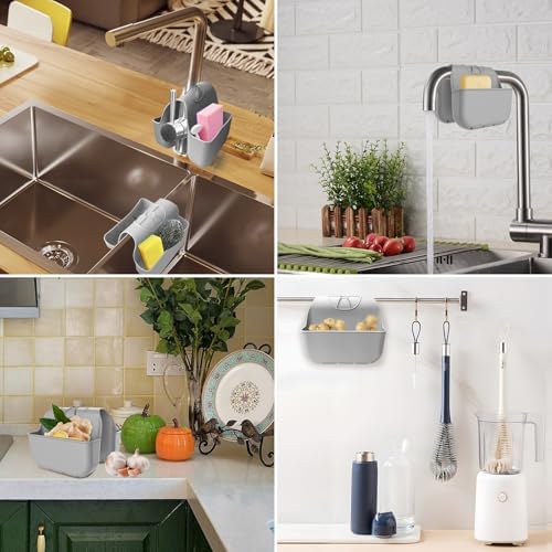 Sponge Holder for Kitchen Sink, Silicone Sink Saddle Caddy Organizer Rack - Image 6