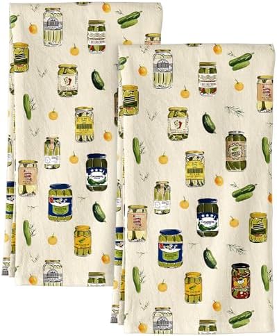 Miss Adola 150GSM Flour Sack Kitchen Towels Set of 2, Canned Kimchi by MissAdola