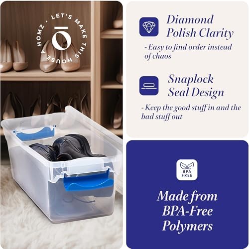 HOMZ Clear Plastic Storage Bins w/Latching Lid, 7.5 Qt, 5 Pack - Image 3