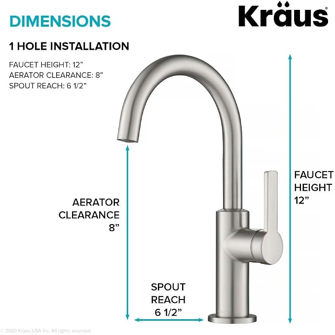 KRAUS Oletto Single Handle Kitchen Bar Faucet in Spot Free Stainless Steel - Image 6