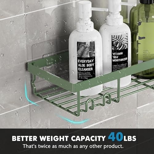 Moforoco Shower Caddy Shelf Organizer Rack, Self Adhesive Black Bathroom - Image 3