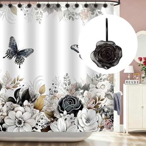 Sunlit Rose Shower Curtain Hooks, Home Decorative Flower Shower Curtain Rings - Image 5