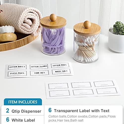 2 Pack Qtip Holder Dispenser - 10 oz Clear Plastic Apothecary Jar Containers - Image 2