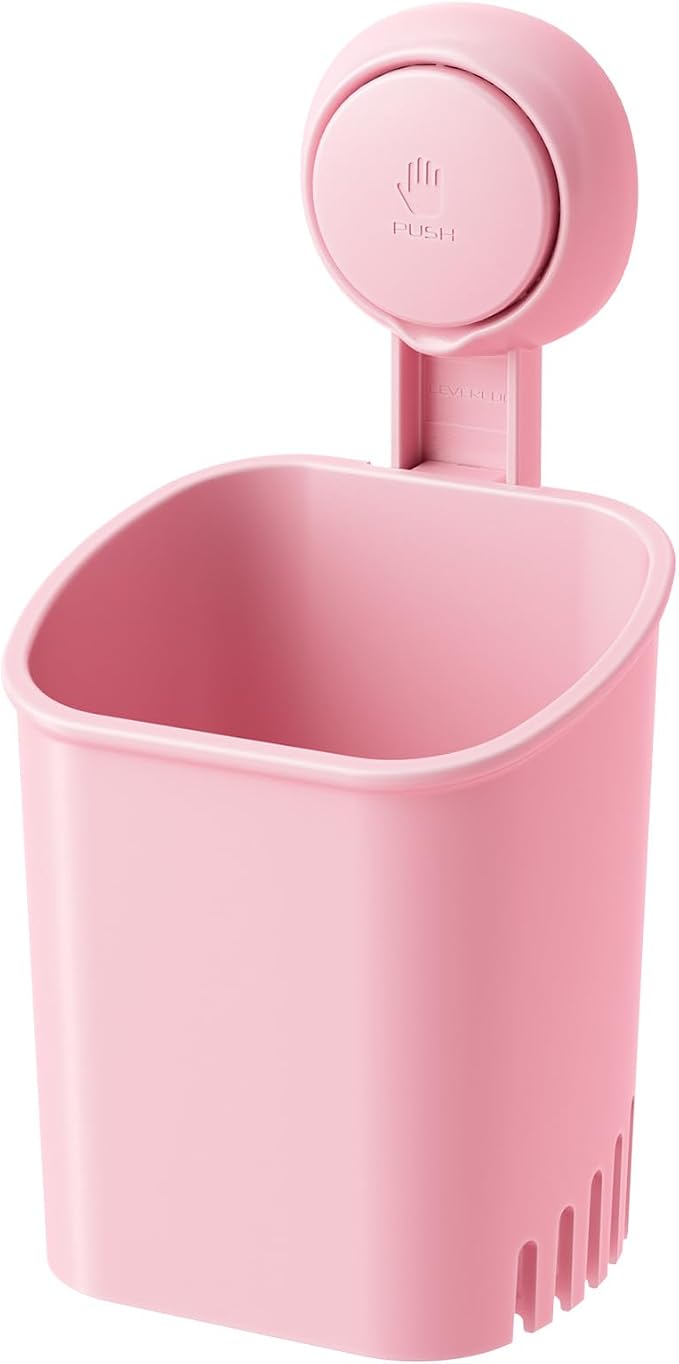 Powerful Suction Cup Toothbrush Holder, Drill-Free Wall Shower Holder by LEVERLOC