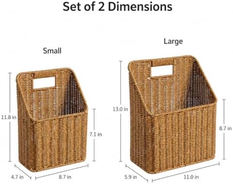 Set of 2 Waterproof Rattan Hanging Storage Baskets, Wicker Wall Baskets Decor - Image 3
