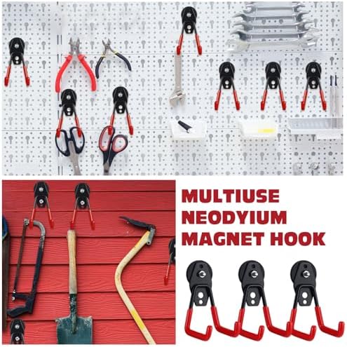 Landhoow 6 Pcs Large Magnetic Hooks Heavy Duty Garage Magnet Hooks Strong - Image 5