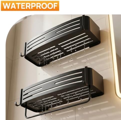 Black Adhesive Square Shower Caddy - Image 4