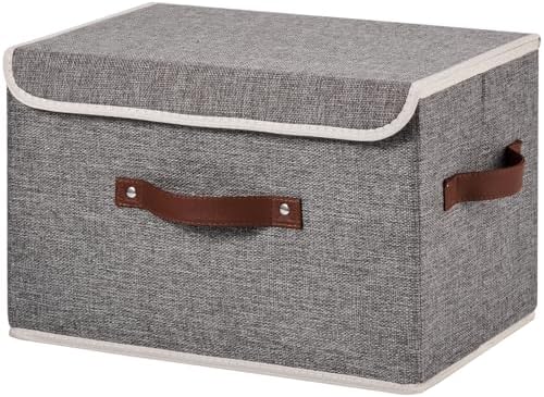 Storage Bins Box with Lids Decorative Cotton Linen Fabric Baskets by Unknown