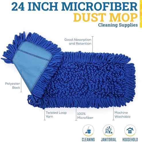 KLEEN HANDLER 24" Microfiber Dust Mop Head Replacement, 12 Pack - Image 2