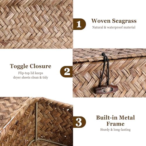 Dryer Sheet Holder, Woven Seagrass Dryer Sheets Container - Image 5