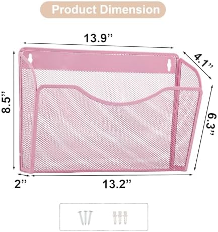 EASEPRES 3 Single Pocket Mesh Hanging File Organizer, Vertical Wall Mounted - Image 5