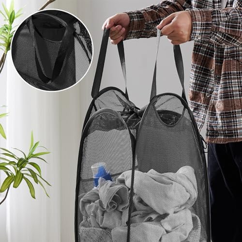 TECHMILLY Collapsible Mesh Pop Up Laundry Hamper - Image 5