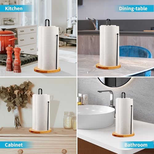 Wood Paper Towel Holder Countertop, TONLEA Kitchen Paper Towel Holder - Image 6