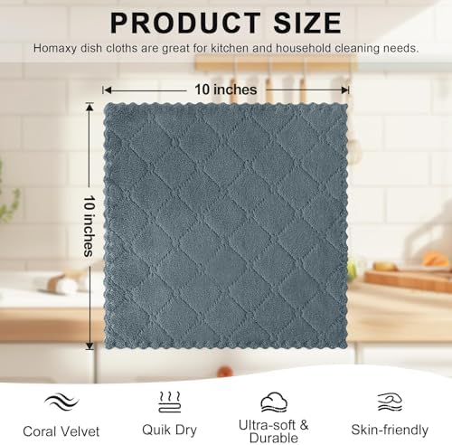 Homaxy Super Soft 16 Pack Coral Velvet Dish Cloths, Dark Grey - Image 5