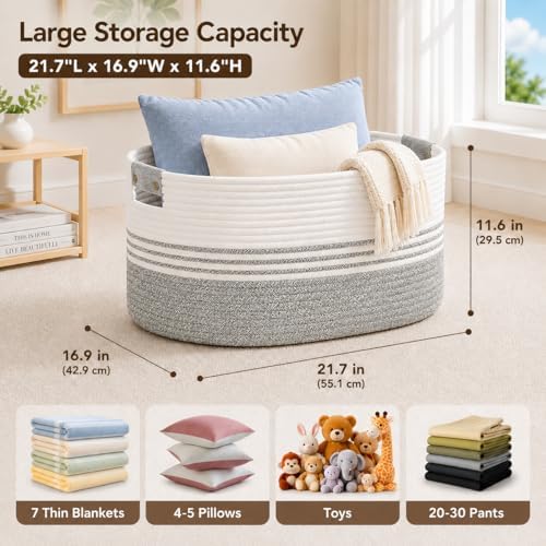 Laundry Hamper with Handles, 72L Rope Laundry Basket - Image 2