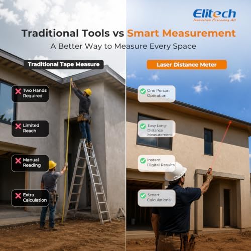 Elitech Laser Measuring Tool, 165ft Laser Tape Measure - Image 2