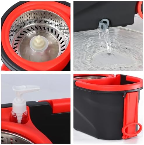 Spin Mop and Bucket with Wringer Set, 3 Mop Heads - Image 4