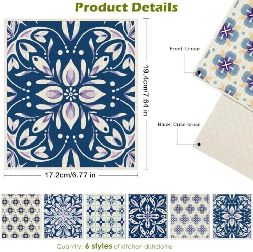 6 Pcs Swedish Paper Cloths for Kitchen, Reusable Paper Towels Washable - Image 2