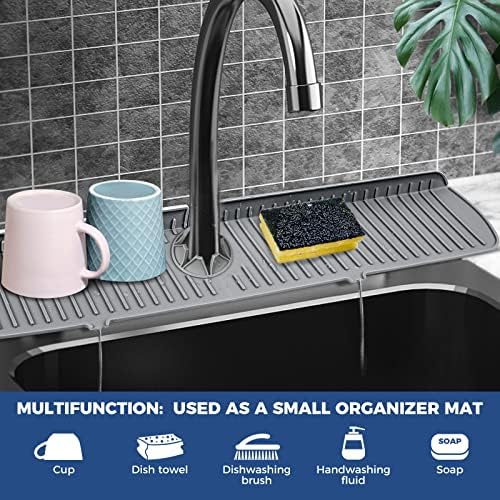 XXL Silicone Faucet Handle Drip Catcher Tray Mat, Large Silicone Faucet Mat - Image 3