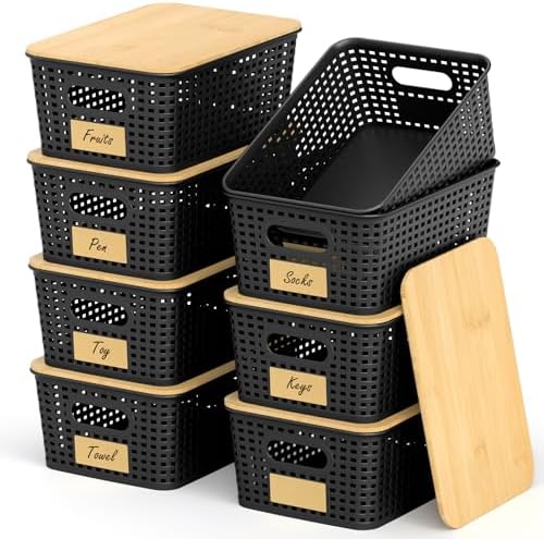 Stackable Storage Baskets: 8 Pack Plastic Baskets Bins by Uvellgift