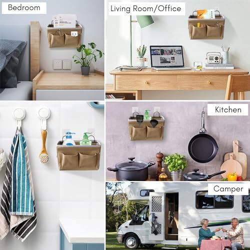 Kanrichu 2pcs Middle Wall Hanging Organizer Bag, Linen Fabric Door Hanging - Image 2