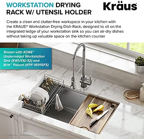 Kraus Workstation Kitchen Sink Dish Drying Rack Drainer and Utensil Holder - Image 2