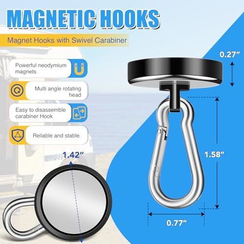 Magnetic Hooks Heavy Duty 150Lbs, 4 Pack Super Strong Magnetic Hooks - Image 2