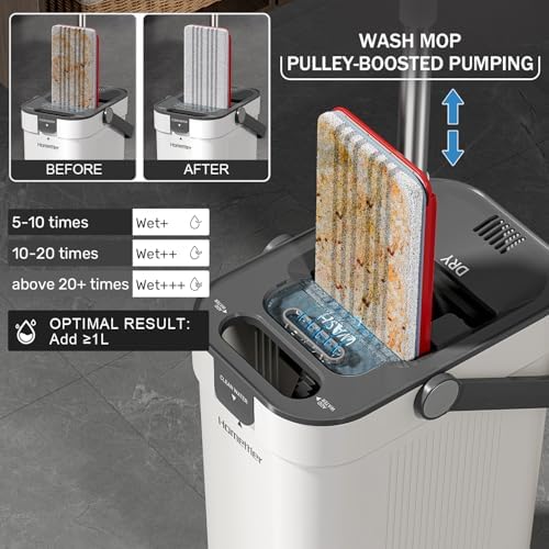 HoMettler Mop and Bucket Set, 3-Tank Flat Mop and Bucket System - Image 3