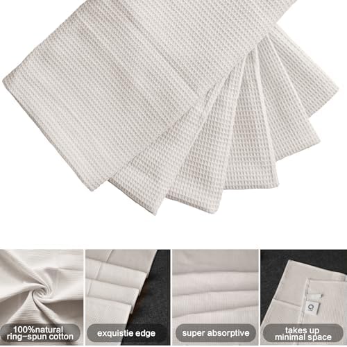 QUILTINA Dish Towels Set, 100% Cotton Waffle Weave Kitchen Towels 6 Pack - Image 2