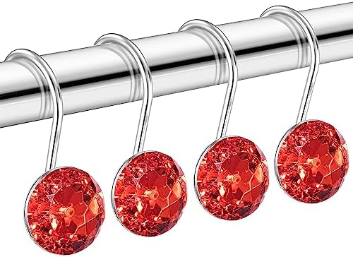 HBlife 12 Pcs Acrylic Decorative Rolling Diamond Shower Curtain Hooks Rust by HBlife