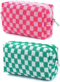 2 Pcs Checkered Cosmetic Bags for Women Small Makeup Pouches by SxoSyo