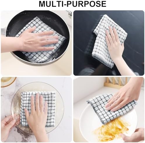 Kitinjoy Cotton 8 Pack Terry Kitchen Dish Cloths, Mix Colour - Image 4