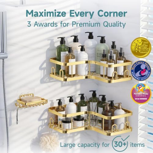 Veken Corner Shower Caddy 3-Pack, Advanced Rustproof Design&Stable Storage - Image 2