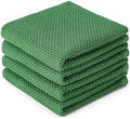 BOOMIBOO 4-Pack Dish Towels, 100% Cotton Waffle Weave, 13x28 in, Grass Green by BOOMIBOO