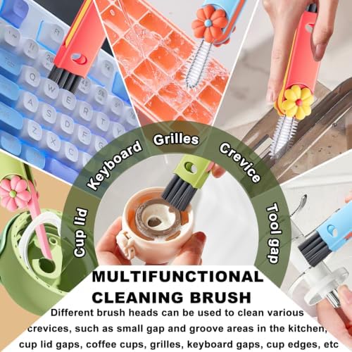 3 in 1 Cup Lid Gap Cleaning Brush, Portable Small Brush Red Green Blue - Image 6