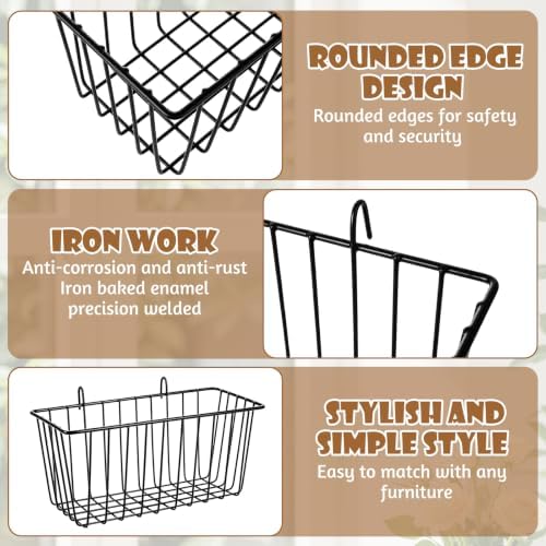 10 PCS Wire Baskets Wall Grid Panel Hanging Wire Basket Hanging Wall Baskets No - Image 3